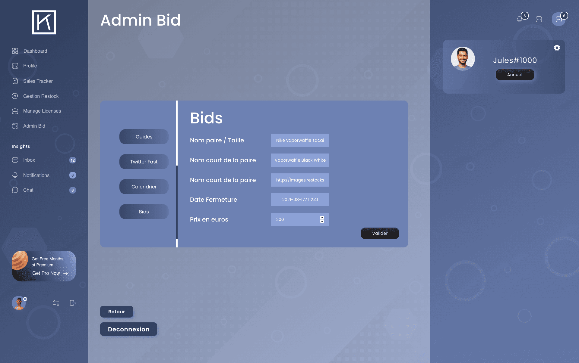 Le Lab - Admin Bid Page